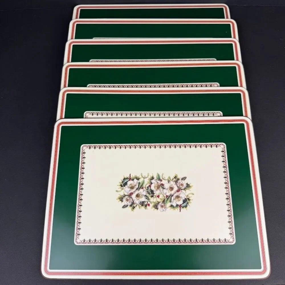Set of 6 Spode Christmas Rose Cork & Acrylic Finish 12x9 Placemats Made England